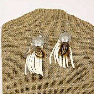 LEATHER & FEATHER EARRINGS*GENUINE LEATHER*HANDCRAFTED*SOUTHWEST